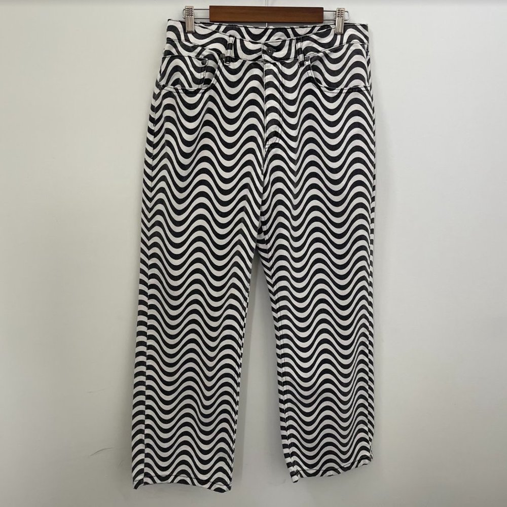 Ragged Black and White Swirl Pants